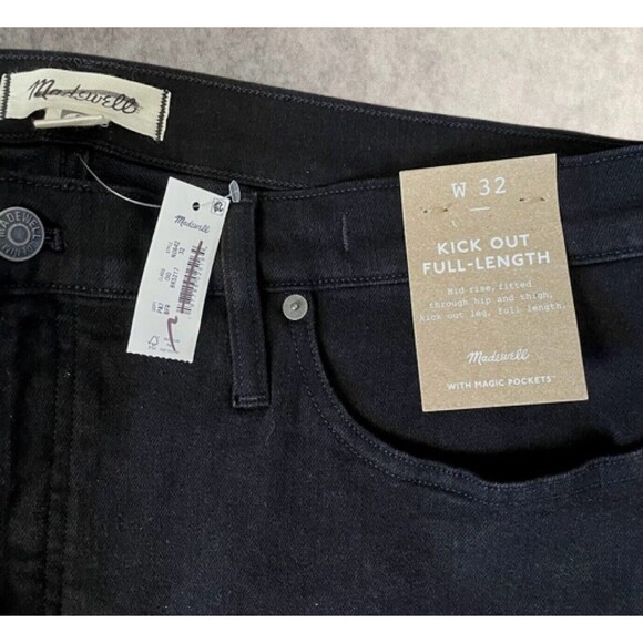 Madewell Jeans Black Mid Rise Kick Out Stretch Denim Womens Size 34 (tag 32) NEW - Picture 7 of 15